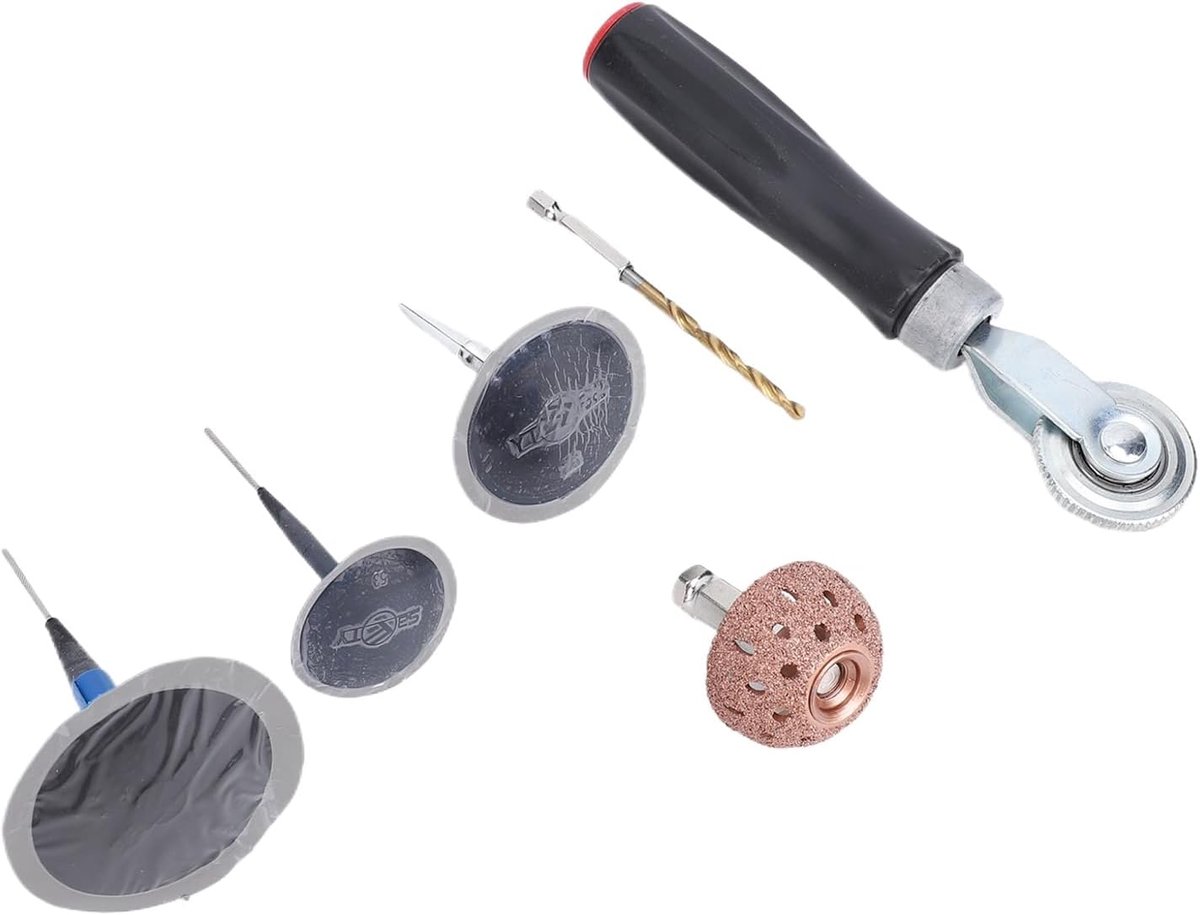 Bandenreparatieset - Lekke Banden Reparatie - Voertuig Onderhoud - Paddenstoel Plug Ontwerp - 27 Delig - Grijs