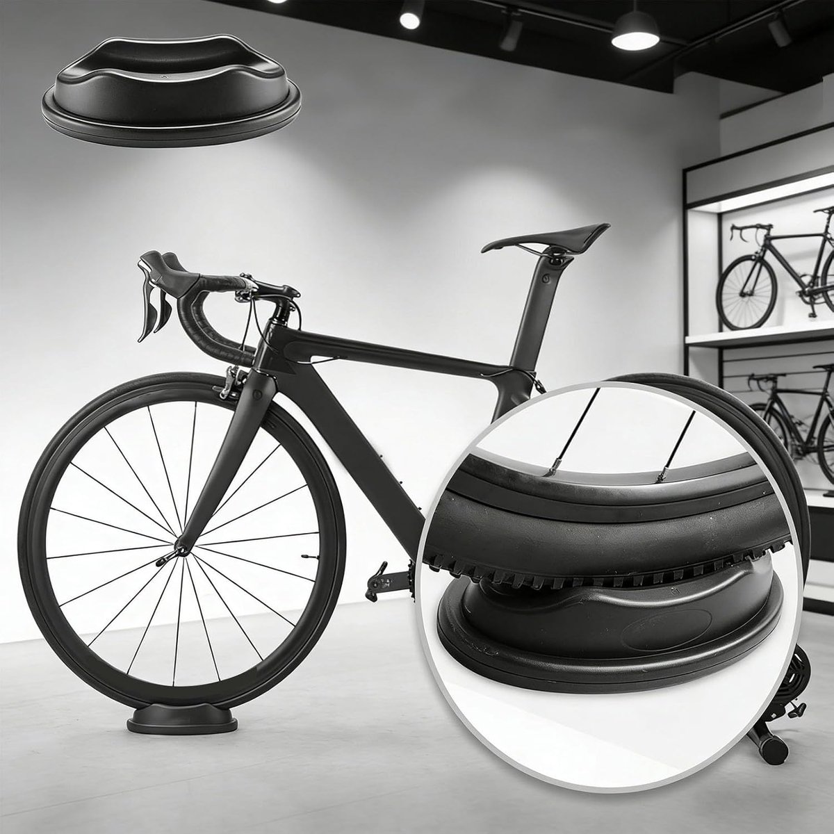 Voorwielblok Fietstrainer - Stabiliteitsblok Fiets - Indoor Fietsen - Verhoogt Voorwiel 14 Inch - Voor Banden Tot 18" - Zwart