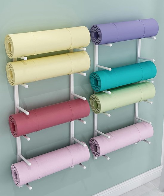 Yogamat Organizer - Opbergrek Houder - Sportartikelen Opbergen - 6 Lagen Muurmontage - 103 cm Hoog - Wit van Yogamat — afbeelding 5