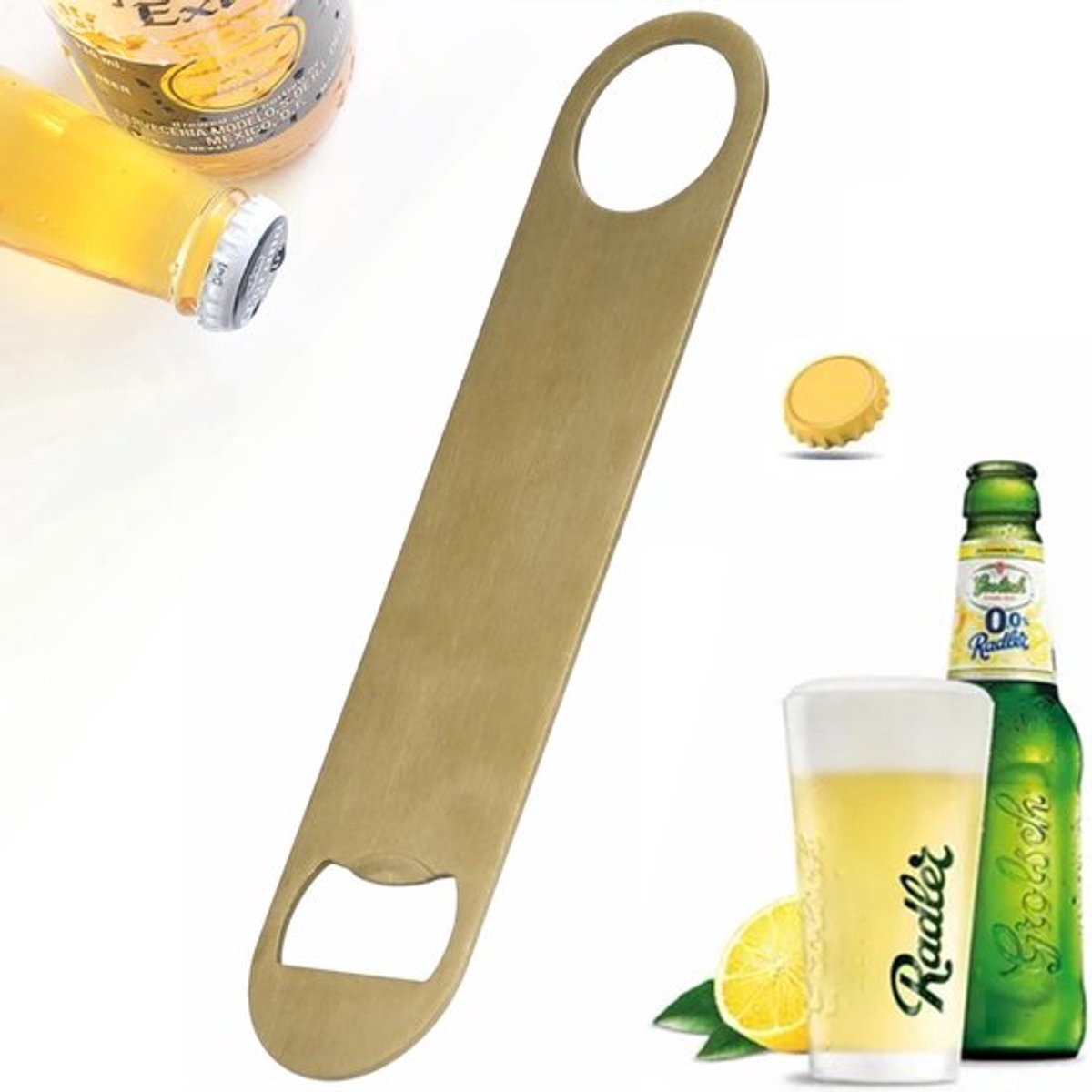 Dailygoods- Bierflesopener Robuust - Flesopener van Roestvrij Staal - Lange Hals