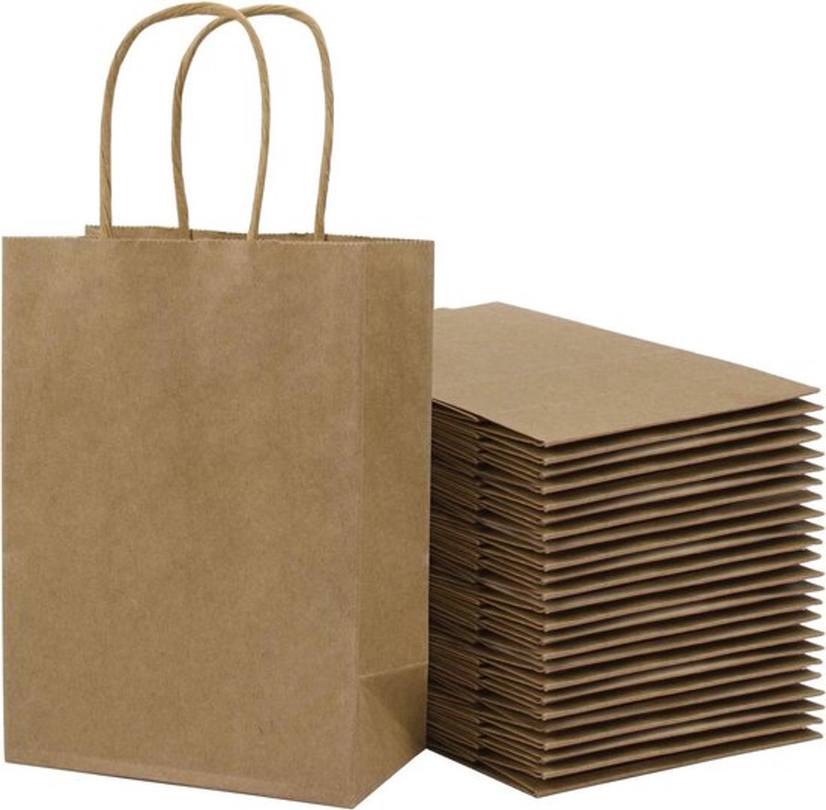 Papieren cadeauzakjes kraftbruin 15x8x21 cm allecto plus