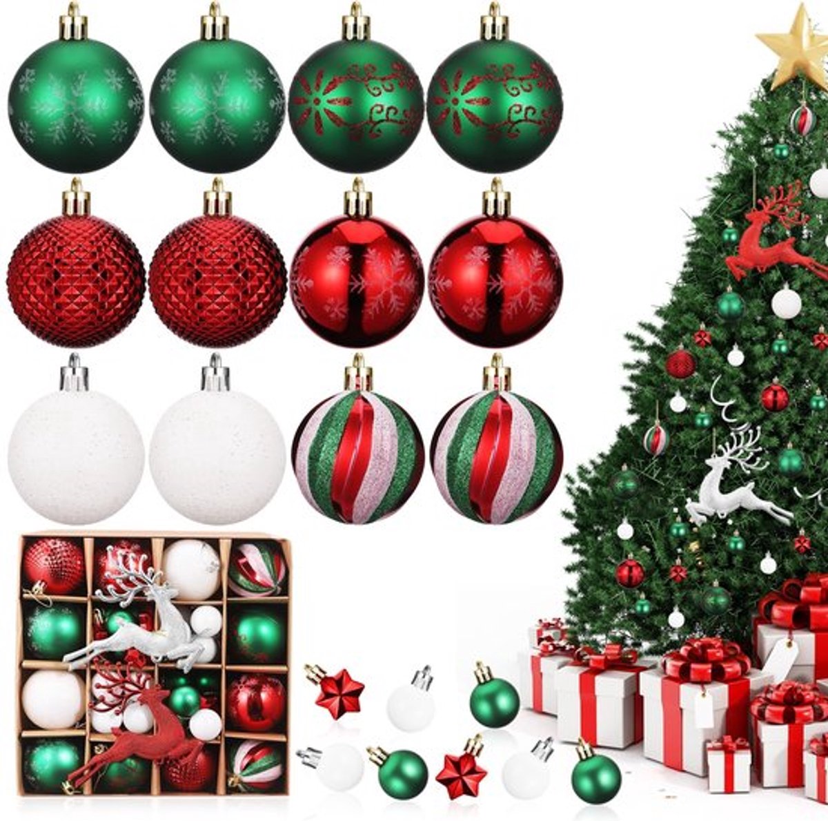Shatterproof kerstballen - 46 stuks