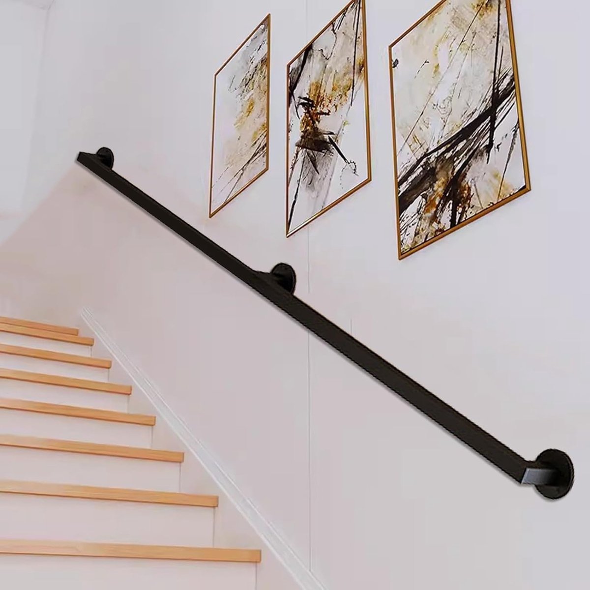 Leuning Set - Wandsteun Balustrade - Veilige Traplift - Roestwerende Coating - 250 cm - Zwart