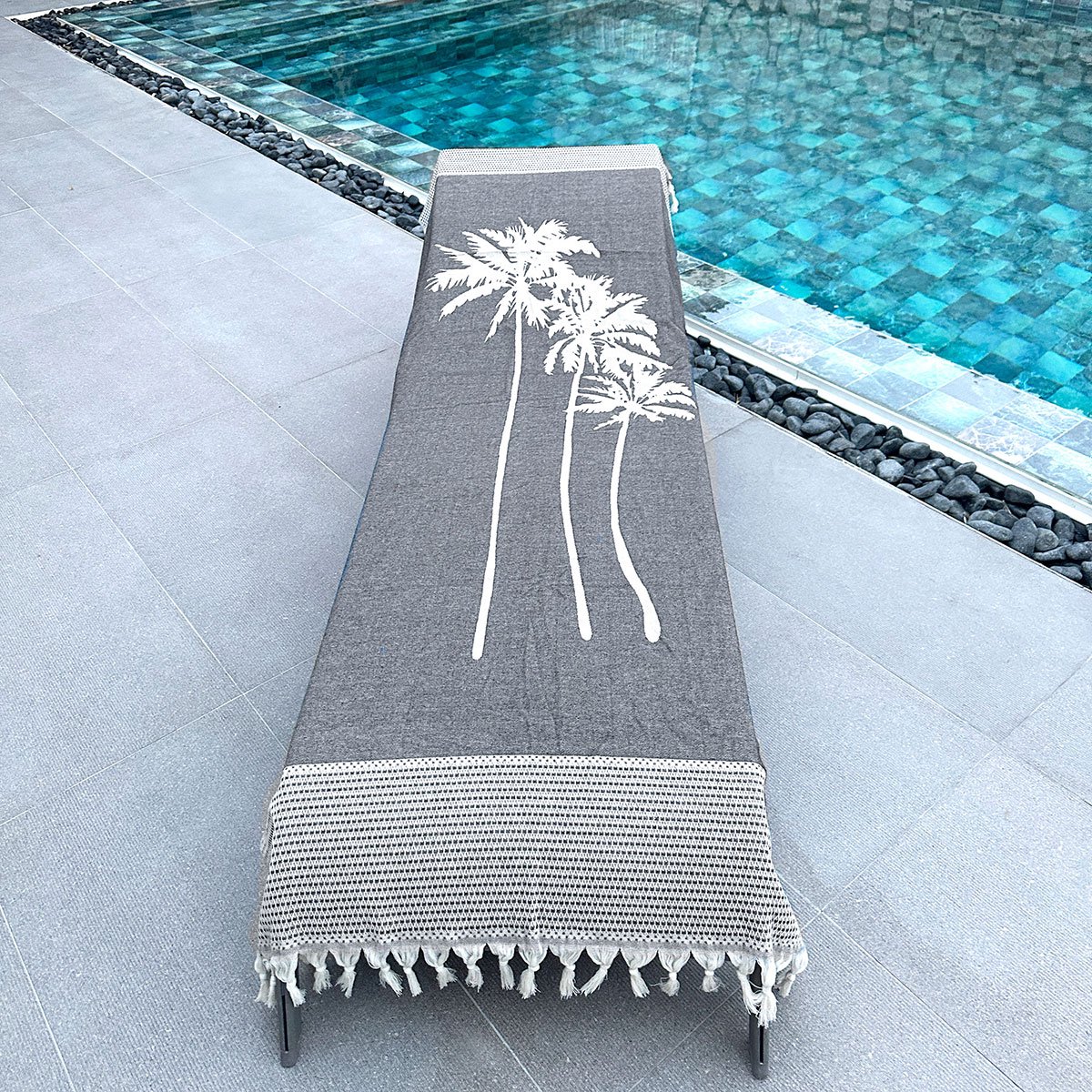 Fashion4wellness Hamamdoek THREE PALMS BLACK BEAUTY - HAMAMDOEK - STRANDLAKEN - 95 X 200 CM 100 % KATOEN