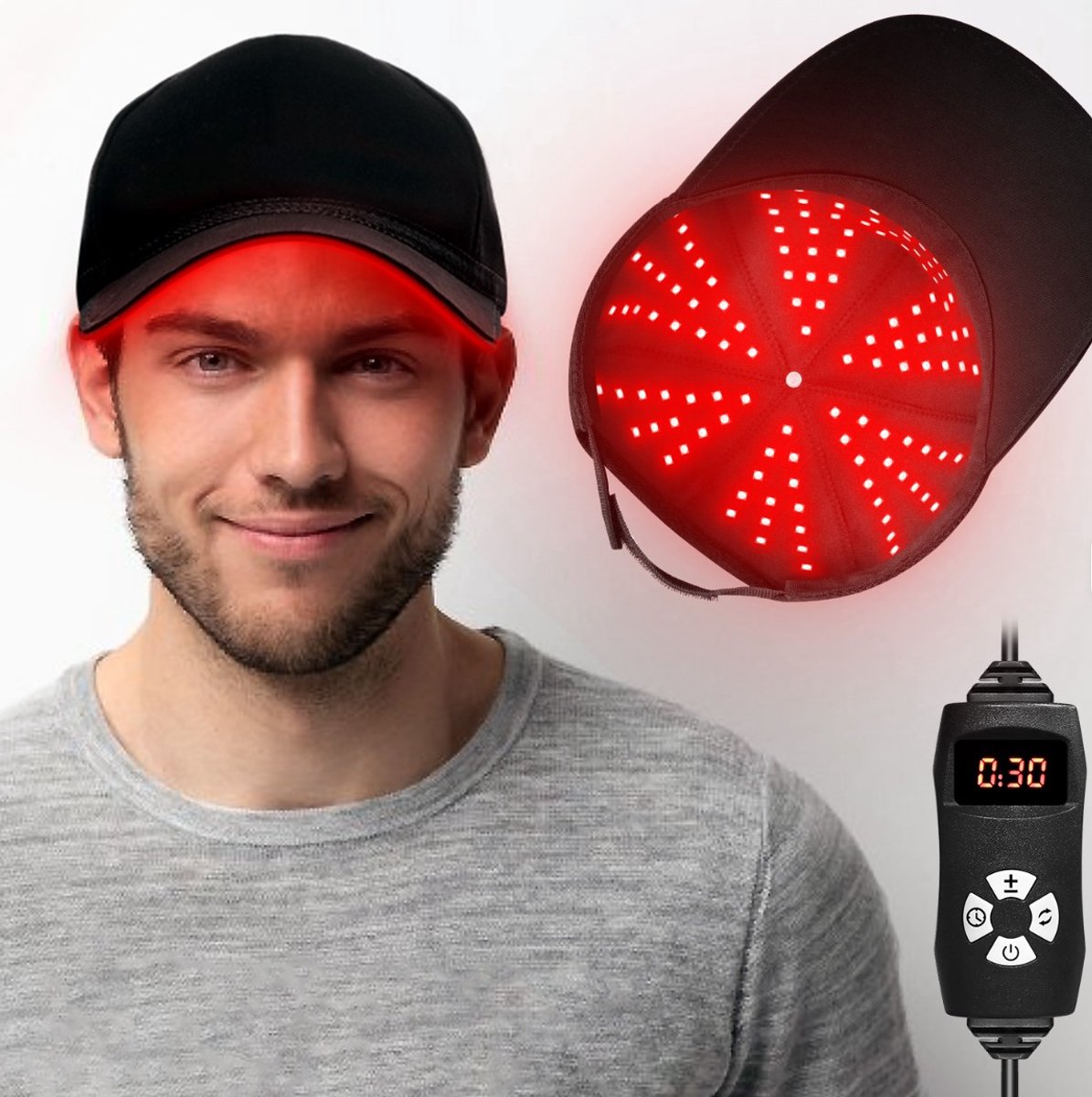 Lifelab Roodlicht Therapie Pet - Haargroei Cap - 660nm & Nabij Infrarood (NIR) 850nm - Tegen Kaalheid & Haaruitval - Droge Hoofdhuid - Op netstroom en met afstandsbediening - LED Hoofdhuid Helm