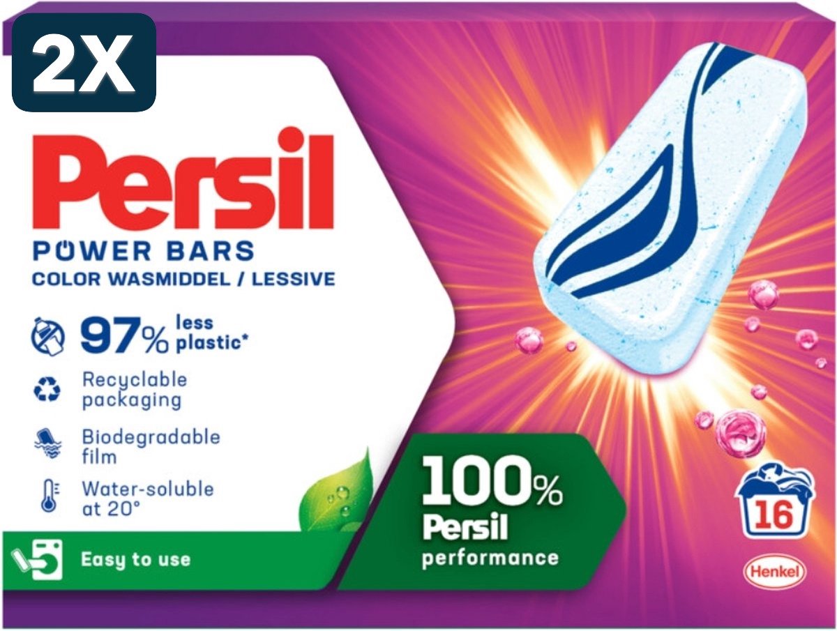 2 x Persil Power Bars - Wasmiddeltabletten - Gekleurde Was - 16 Wasbeurten