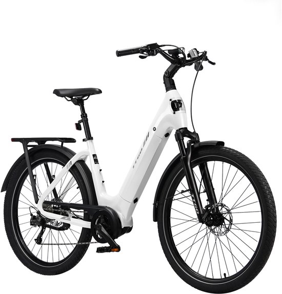Elektrische Fiets TTGO Z5 - 250W MiddenMotor Stadsfiets - 36V18Ah Accu - 27.5 Inch Banden - Max Snelheid 25km/u - Max Bereik 110-130km - Shimano 9 Versnellingen - Wit