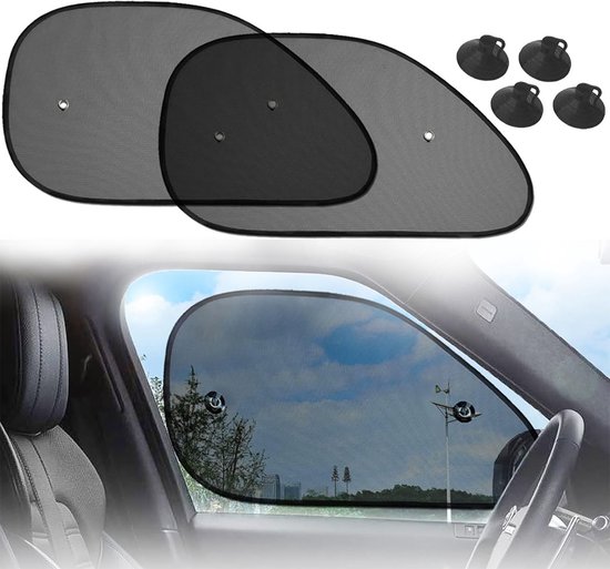 Zonnescherm Auto - 2 stuks - 64 x 38 cm - UV Protectie – Zonwering auto kinderen - Zonnescherm Auto Baby - Zonwering Raam - Zonwering Zijruiten - Met Zuignappen - Zonnescherm Auto Zijruit - Zwart