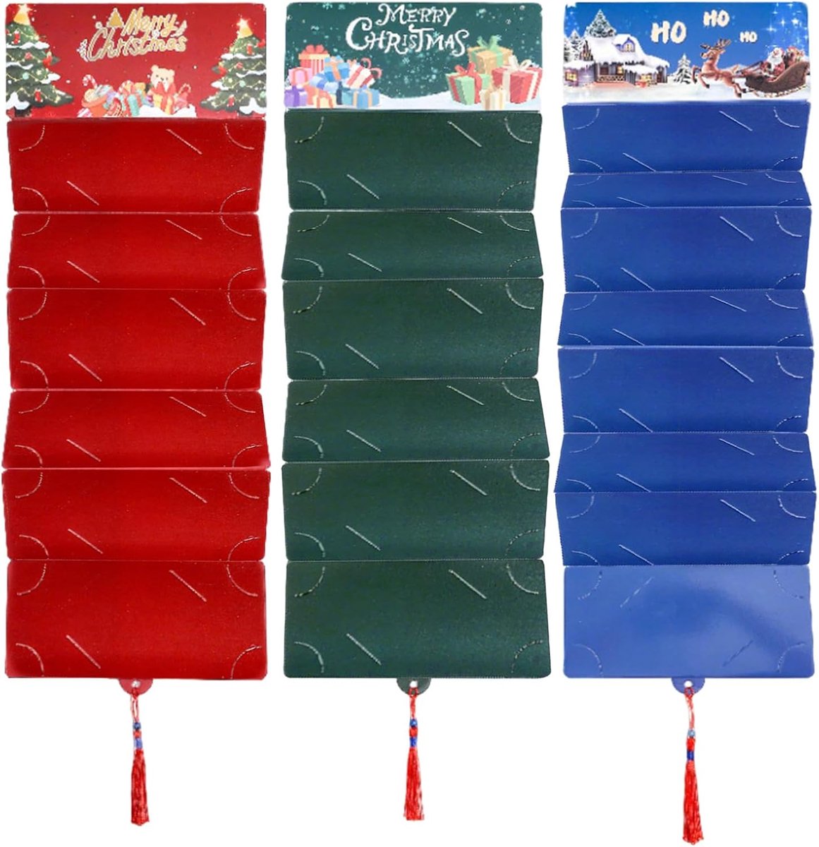 Kerst Cadeau Portemonnee - Verrassingszakje Organiser - Feestelijke Geldopslag - 7 Vakjes Anti-verlies - 18 cm Opgevouwen - Blauw