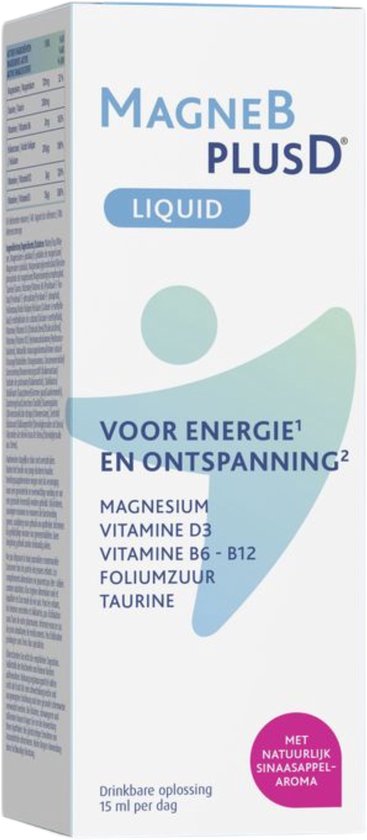 MagneBplusD® Liquid | Complete magnesiumformule Energie & Ontspanning Magnesium, Vitamine D en Vitamines B 500 Vloeistof