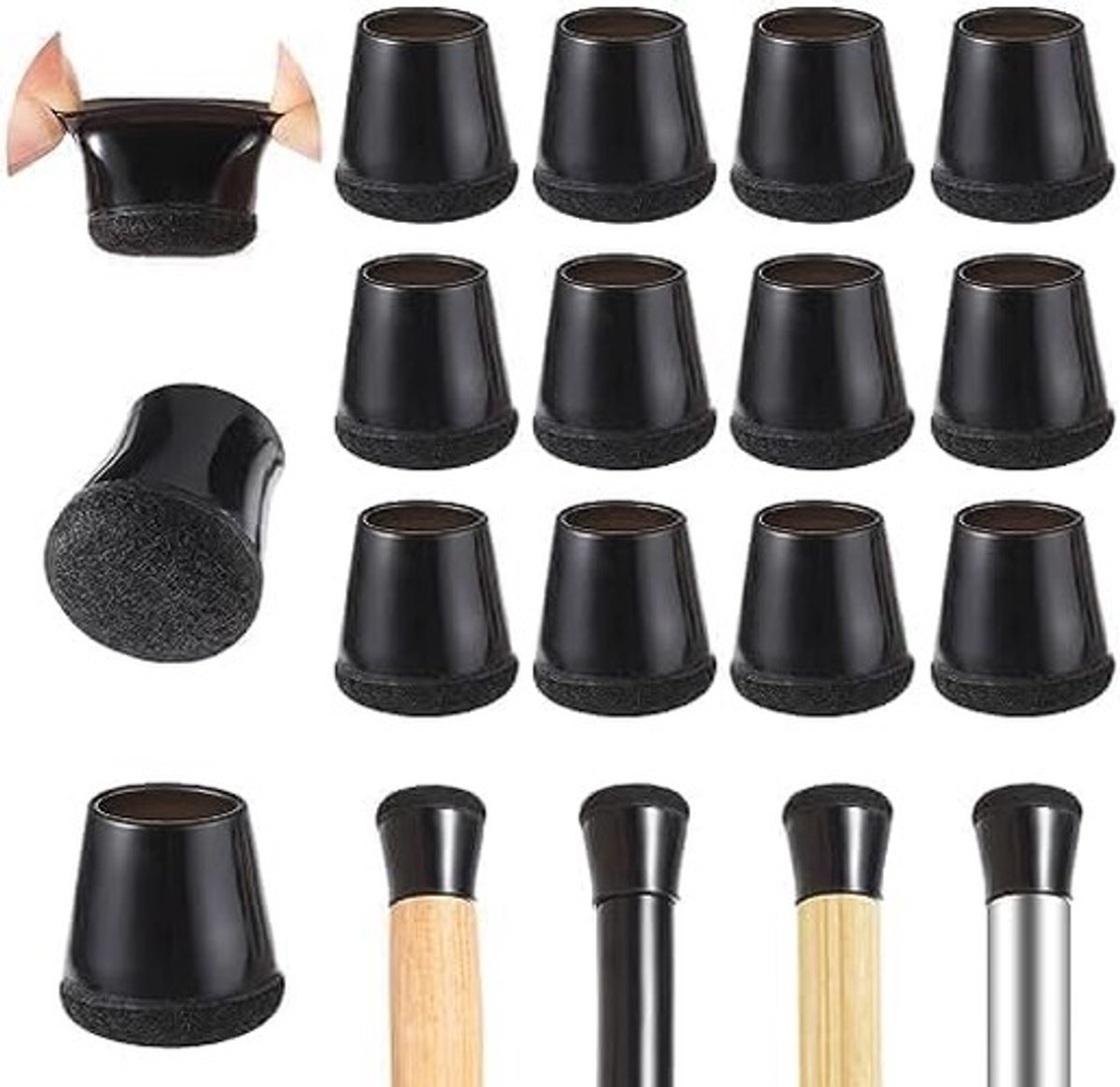 Dailygoods- Stoelglijders 40 Stuks - Stoelpoot Bescherming - Vilt/TPR - Voorkomt Krassen -