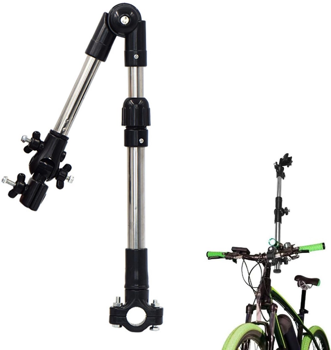 Dailygoods - Parapluhouder voor kinderwagen, fietsparasolhouder, verstelbare roestvrij stalen parasol voor kinderwagen en outdoor-activiteiten