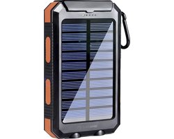 QuickPrep Solar Powerbank 20.000 mAh – Draagbare Powerbank met Zonnepaneel – USB & USB-C Snelladen – Waterbestendig – LED Zaklamp – Voor Camping, Reizen, Outdoor & Noodpakket