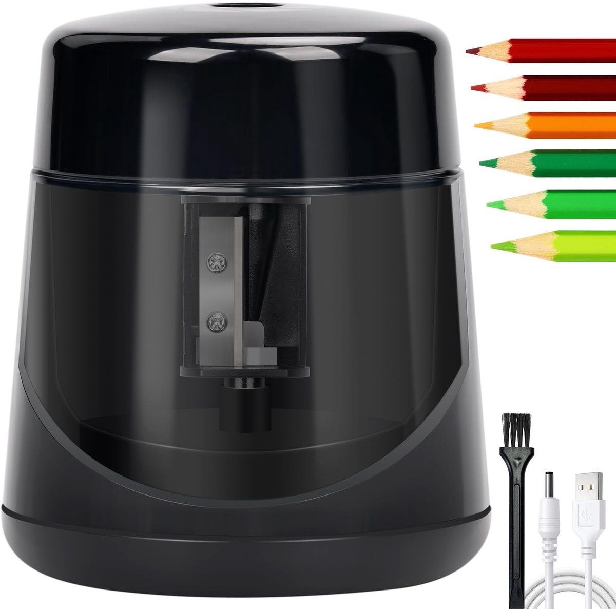 Dailygoods- Elektrische Potloodslijper Automatisch - Draagbare Puntenslijper - Voor Potloden 7-12 mm - Voor Thuis/Kantoren - Schokbestendig - Siliconen Inlaat