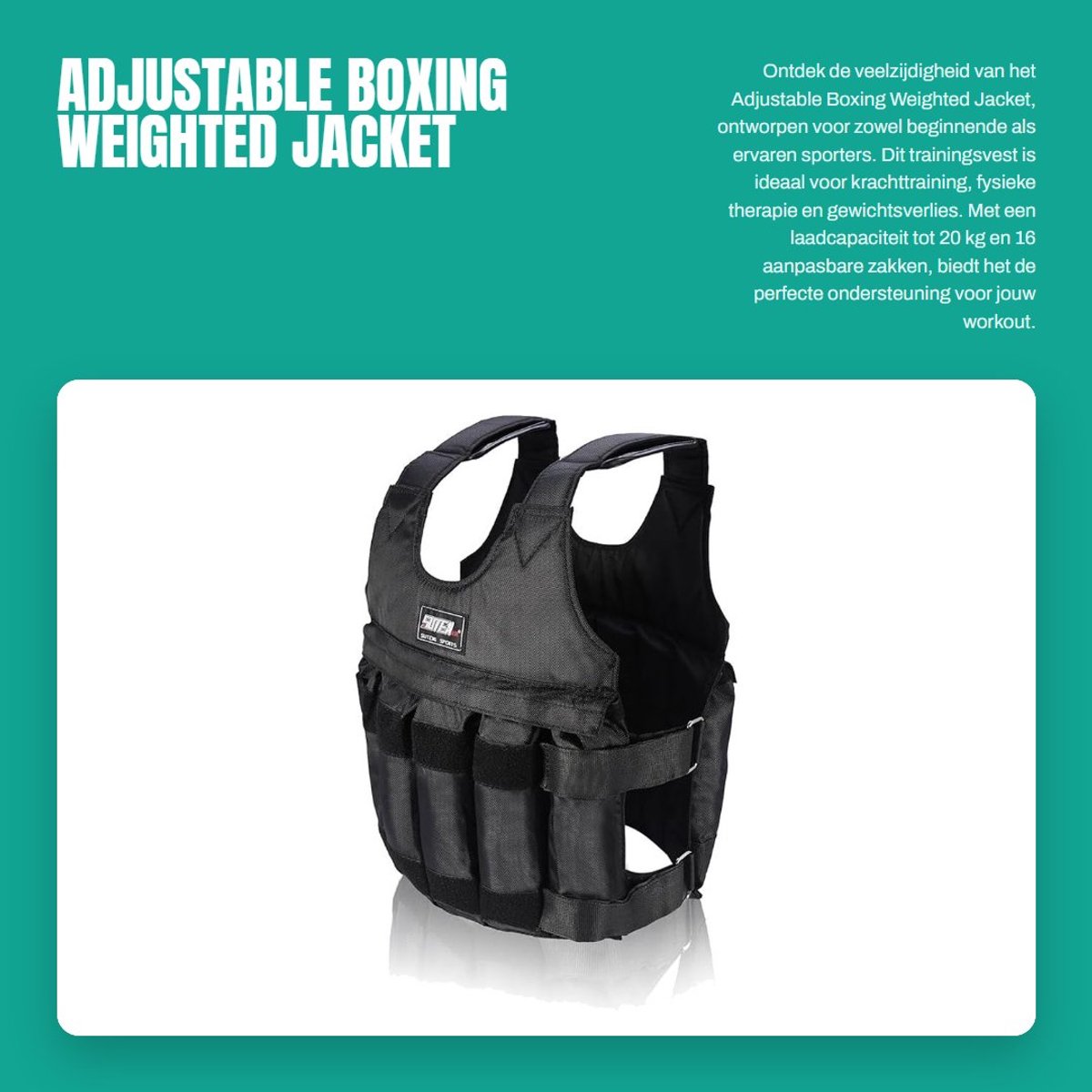 Dailygoods- Gewichtsvest 20kg Verstelbaar - Trainingsvest Heren/Dames - Gewichtsvest Hardlopen - Gewichtsvest Militair/Sporttraining - Weerstandstraining - 16 Zakken voor Zand
