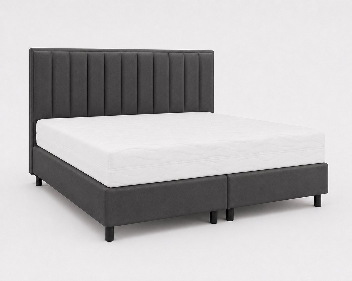 Opberg Boxspring Lunara - 140x200 Compleet - Antraciet - Luxe Living Home