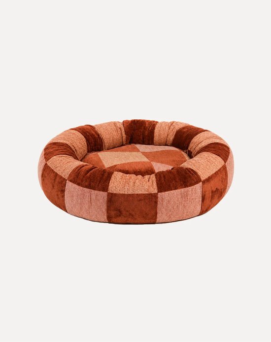 DOGGUO® Donut Hondenmand - S 50x50 cm - Orthopedisch Hondenkussen - Honden Kussen voor Hond & Katten - Zachte Hondenbed met Rand - Wasbare Hoes - Memory Foam - Dog Bed - Coussin Chien - Brown Beige Peach
