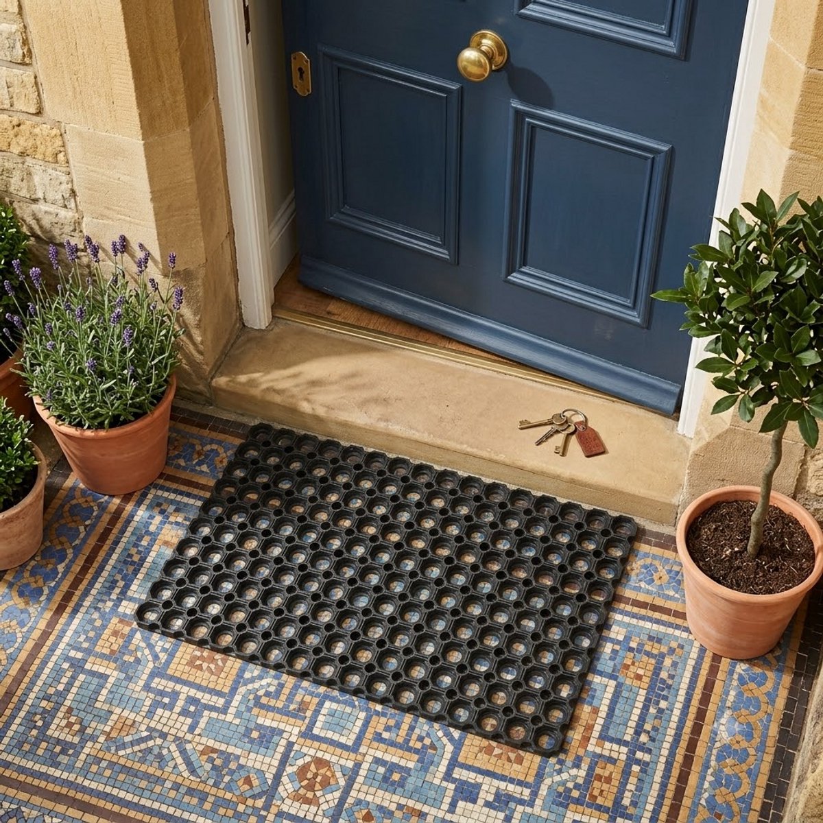 Maison Elara Deurmat van Rubber - 40 x 60 cm - Rechthoekig - Antislip - Weerbestendig - Schoonloopmat - Zwart