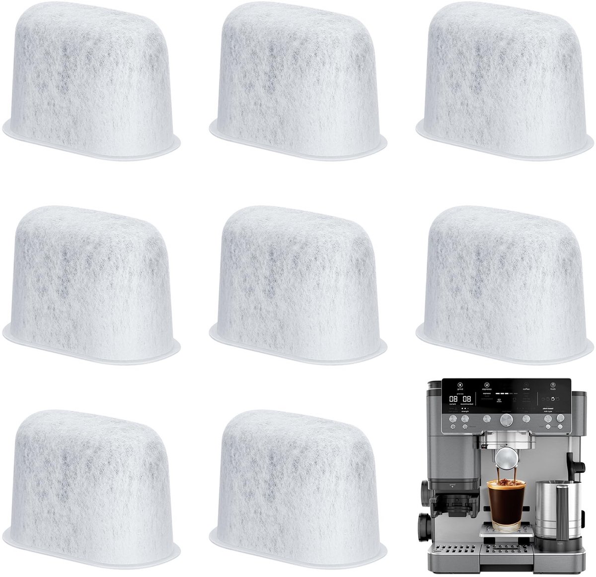 Dailygoods- Waterfilter 8 Stuks - Vervanging voor Ninja Koffiemachine - Koffiefilter - Gezuiverd Water - Verbeterde Koffiesmaak - 5,4 x 3,05 x 3,5 cm