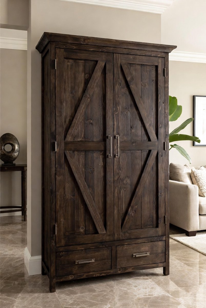 Industriële Buffetkast 183cm - Hoge Keukenkast met 4 Deuren, 1 Lade & 3 Verstelbare Planken - Voorraadkast met Kantelbeveiliging & Soft-Close - 77x39x183cm - Industriële Stijl - Medahomestore