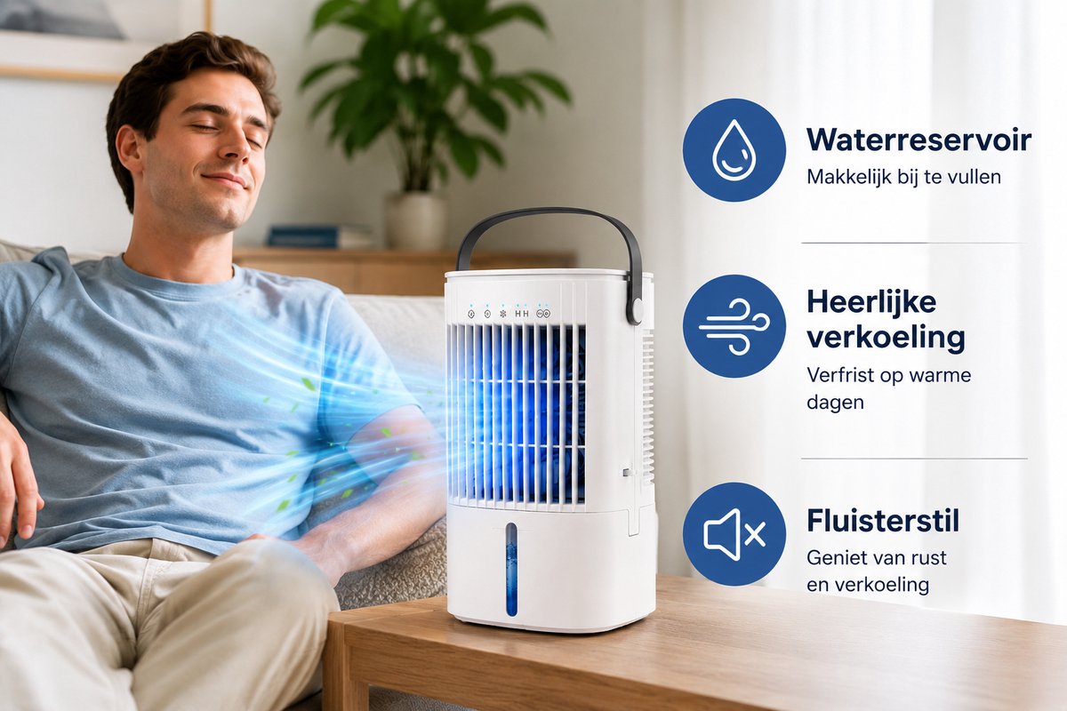 Mobiele Airco Zonder Afvoer - Mobiele Airco Zonder Slang - Compact En Zuinig - Ideaal Voor Koeling In Slaapkamers Of Kleine Kantoren thumbnail 3