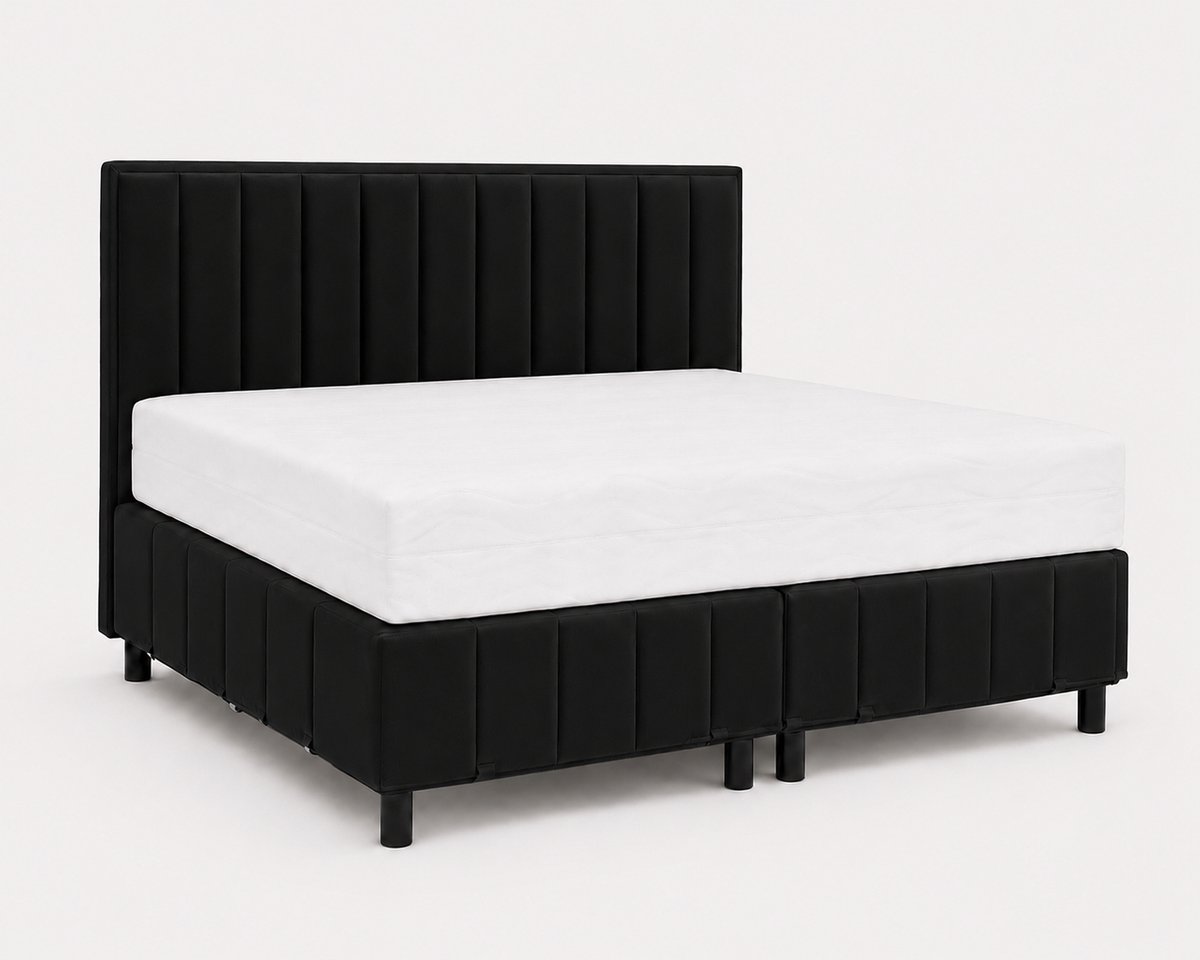 Opberg Boxspring Aurelia - 140x200 Compleet - Zwart - Luxe Living Home