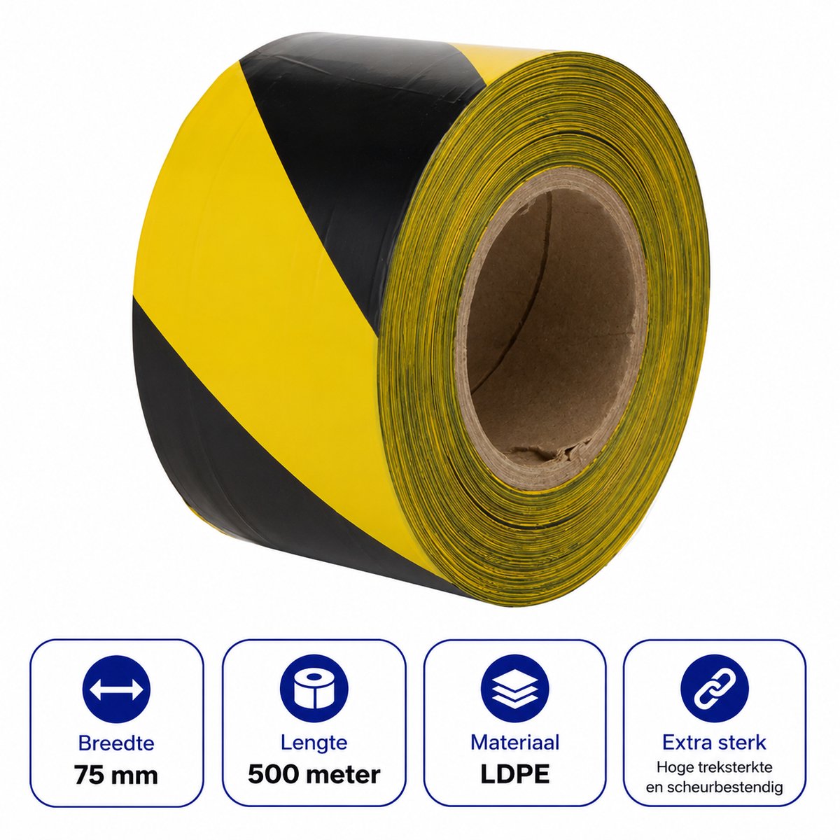 Propacker Afzetlint Geel/Zwart - 500 Meter - Waarschuwingslint / Veiligheidslint - Markeringslint Inclusief Dispenserdoos - Voor Gevarenzones & Bouwplaatsen
