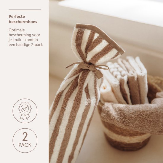 Meyco Kruikenzak - Badstof Jacquard Fat Stripe - Taupe - 2-pack — afbeelding 2