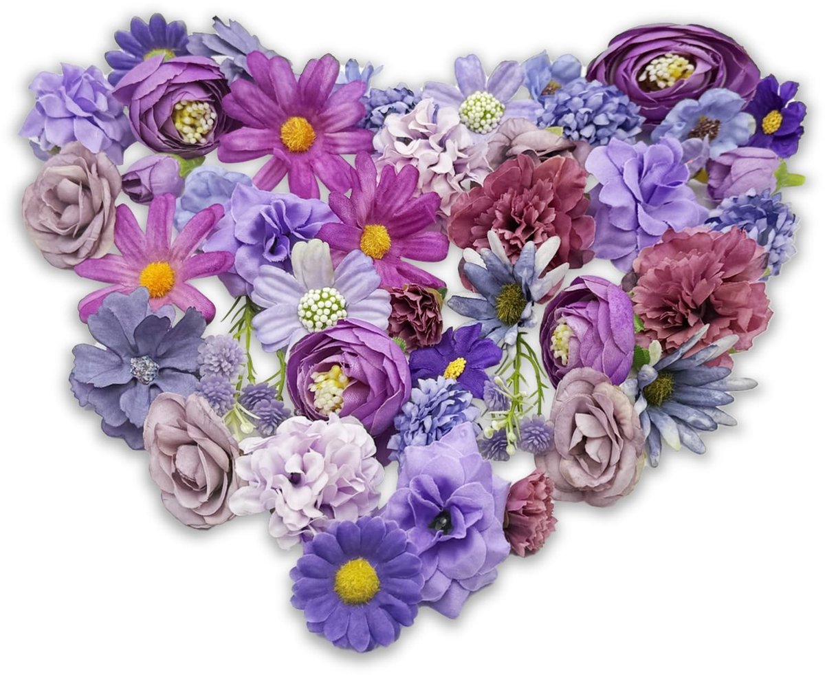 Dailygoods- Kunstbloemen 44 Stuks - Paarse Kunstbloemen - Decoratie voor Doe-Het-Zelf - Br