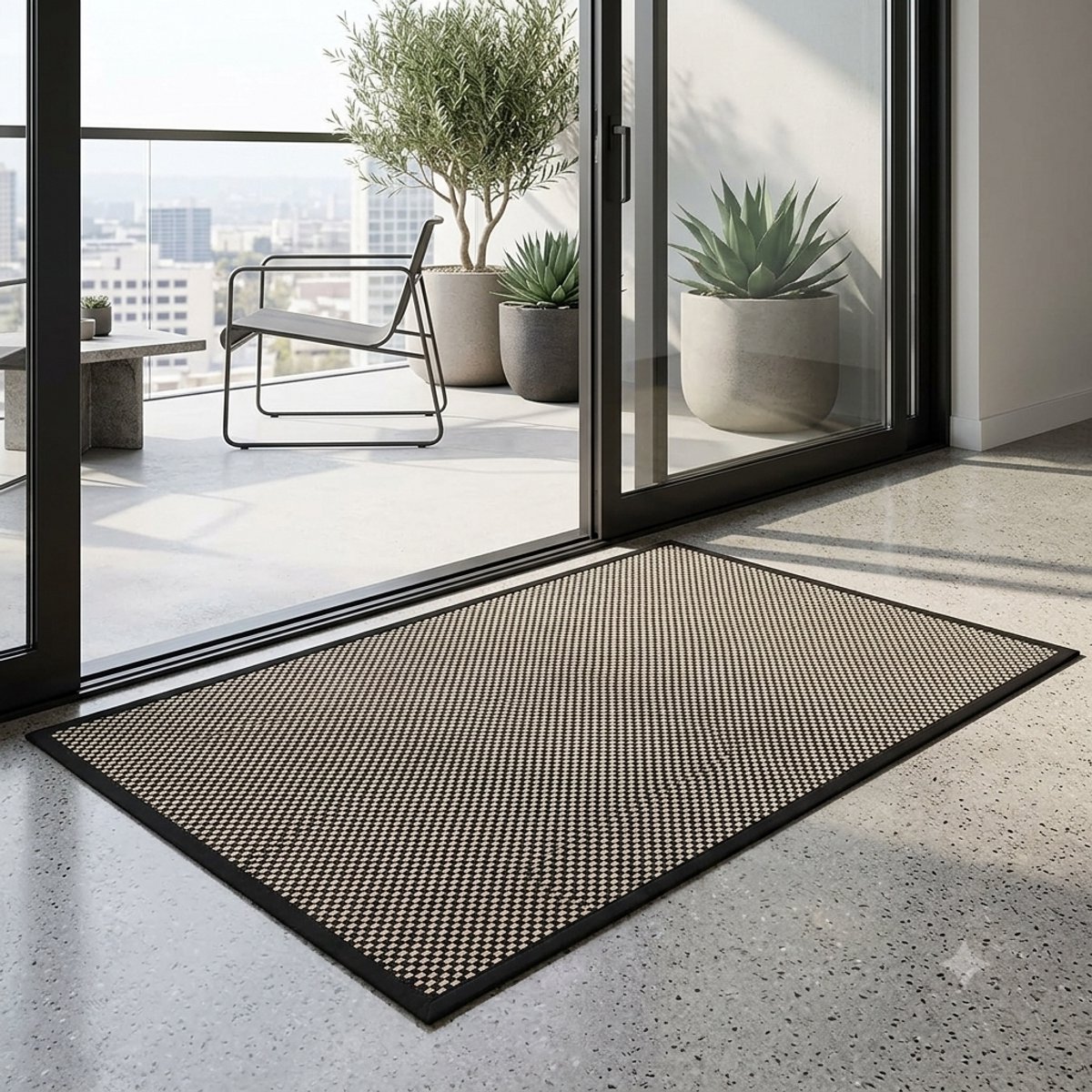 Maison Elara Deurmat 80 x 120 cm - Antislip Vuilopvangende Mat voor Binnen - Rubberen Achterkant - Entree en Terras - Zwart