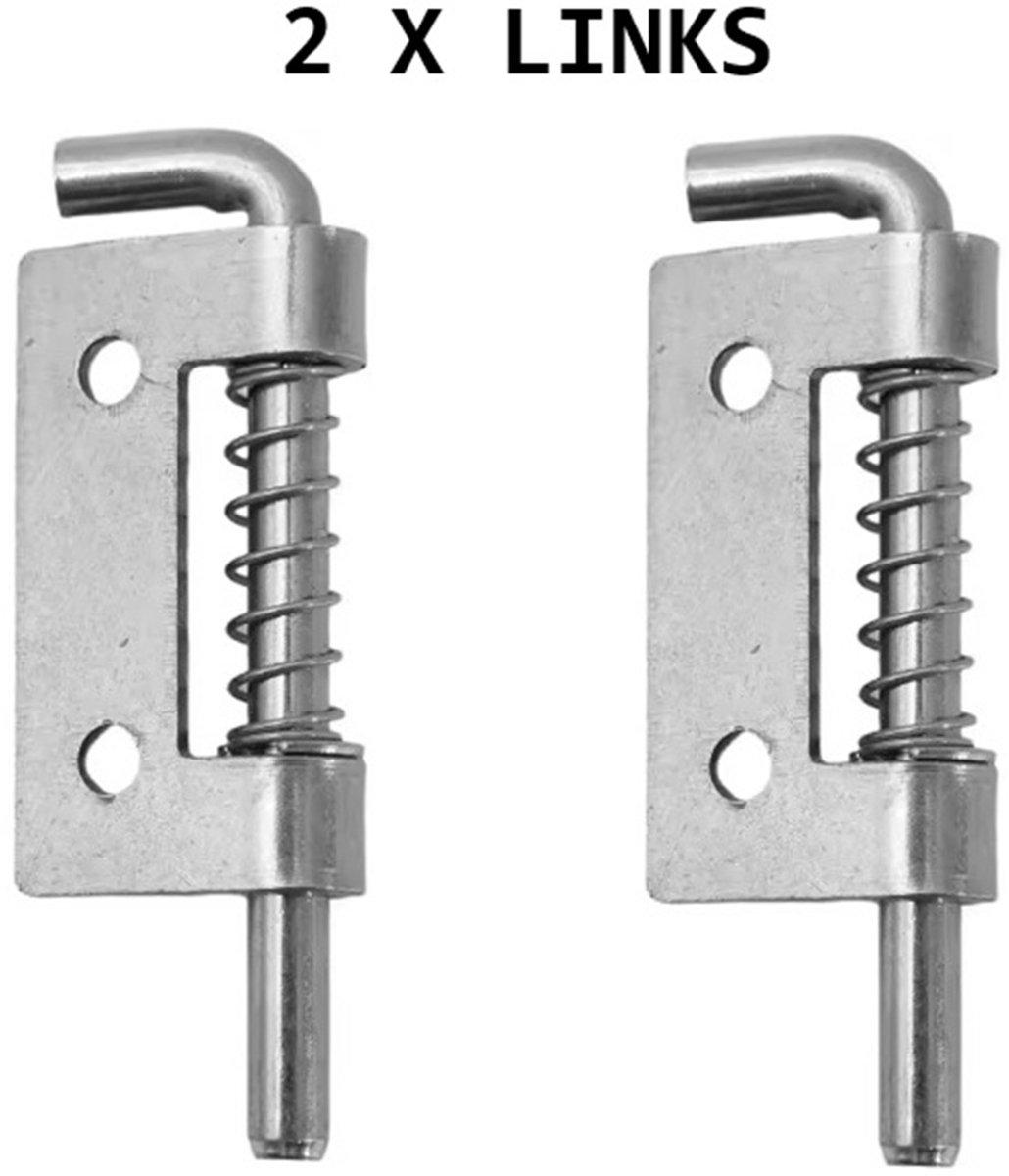 Han-Bar® 2 stuks links roestvrijstalen veerbelaste vergrendelingspinnen voor raam- en kastscharnieren, veiligheidsdeurbouten en bevestigingsgrendels voor huishoudelijk hang- en sluitwerk. 2 Stuks Doos