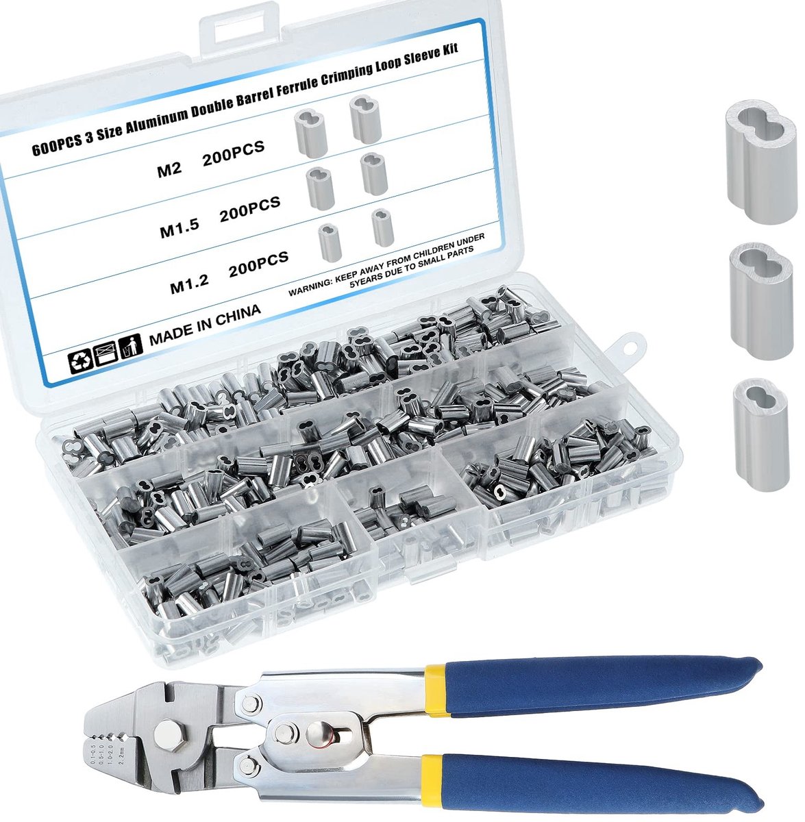 Solidchoice - Kabel Crimping Tool voor Vissen met 600 Aluminium Sleeves