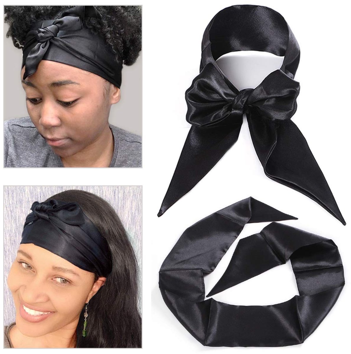 Solidchoice - 3 Stuks Satin Haar Sjaal voor Bescherming en Stijl