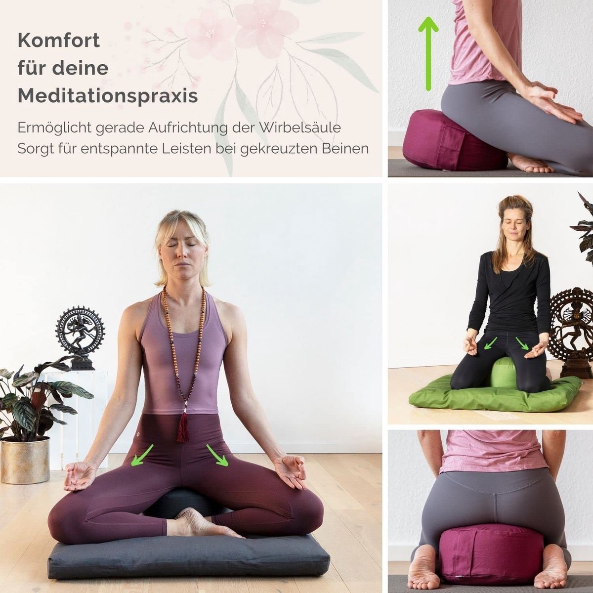 Solidchoice - Meditatiekussen Rondo ECO | Hoogte 20 cm, Biologische Speltvulling
