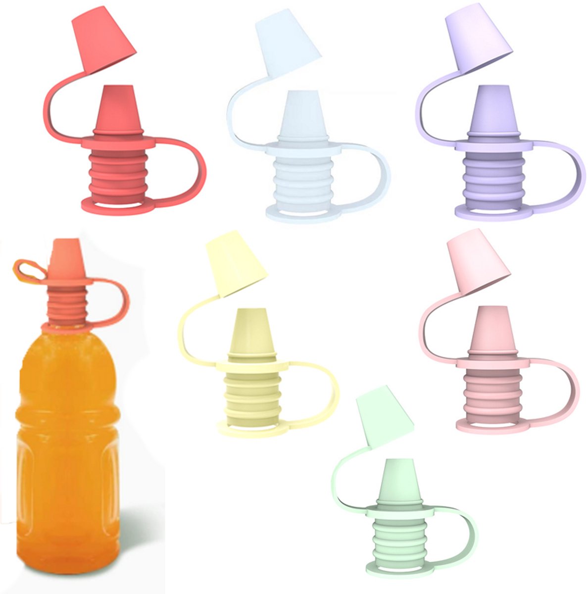 6 Stuks Siliconen Flessendop - Bierfles - Lekvrije Afdekking - Herbruikbare - Kinderen Hydrateren - Doppen Voor Flessen - Flessenstop - Stofdicht - Keuken Gadgets - Krasbestendig - Geschikt Voor Thuis, Op Reis En Op Kantoor