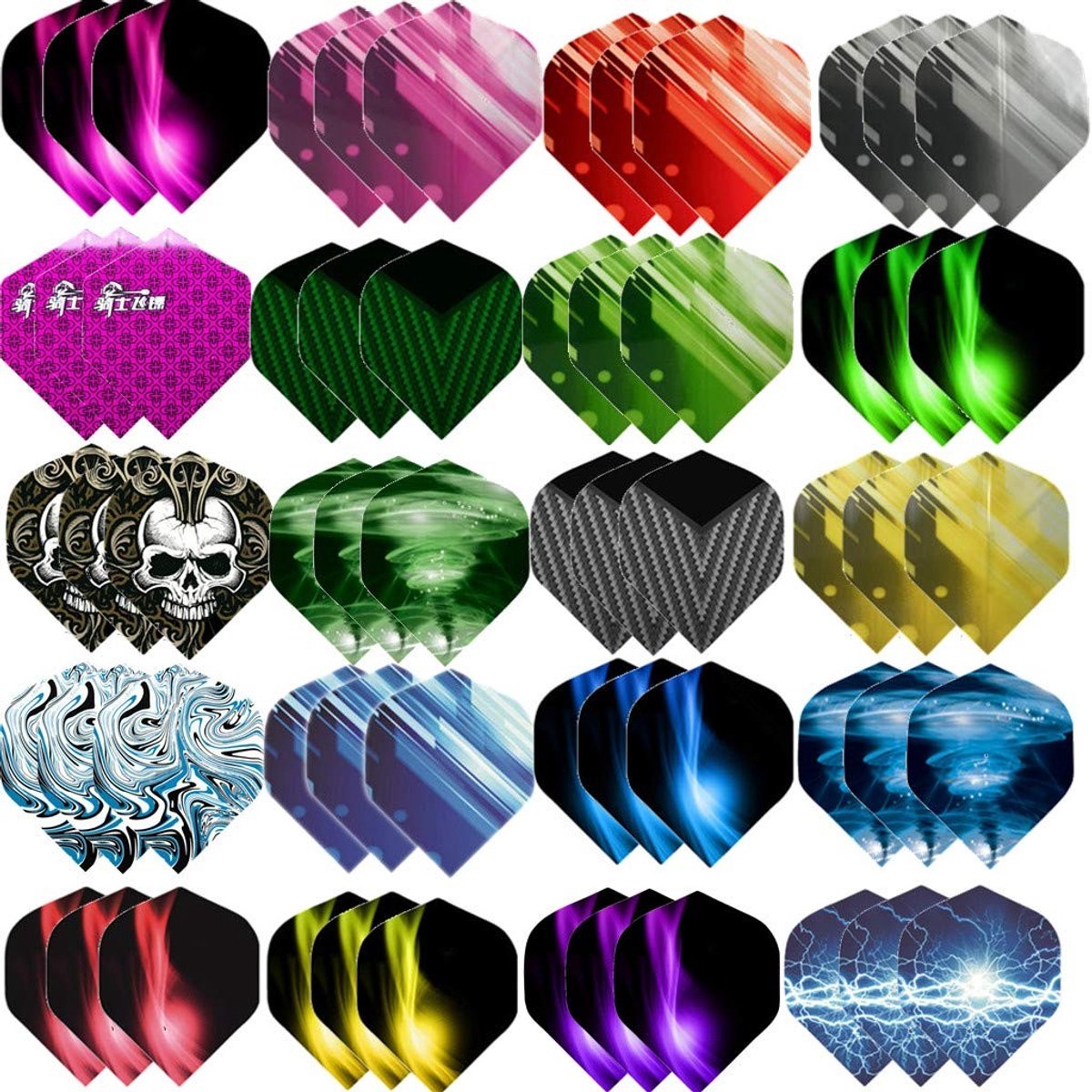 Solidchoice - Set van 60 Dart Flights in Diverse Kleuren en Stijlen