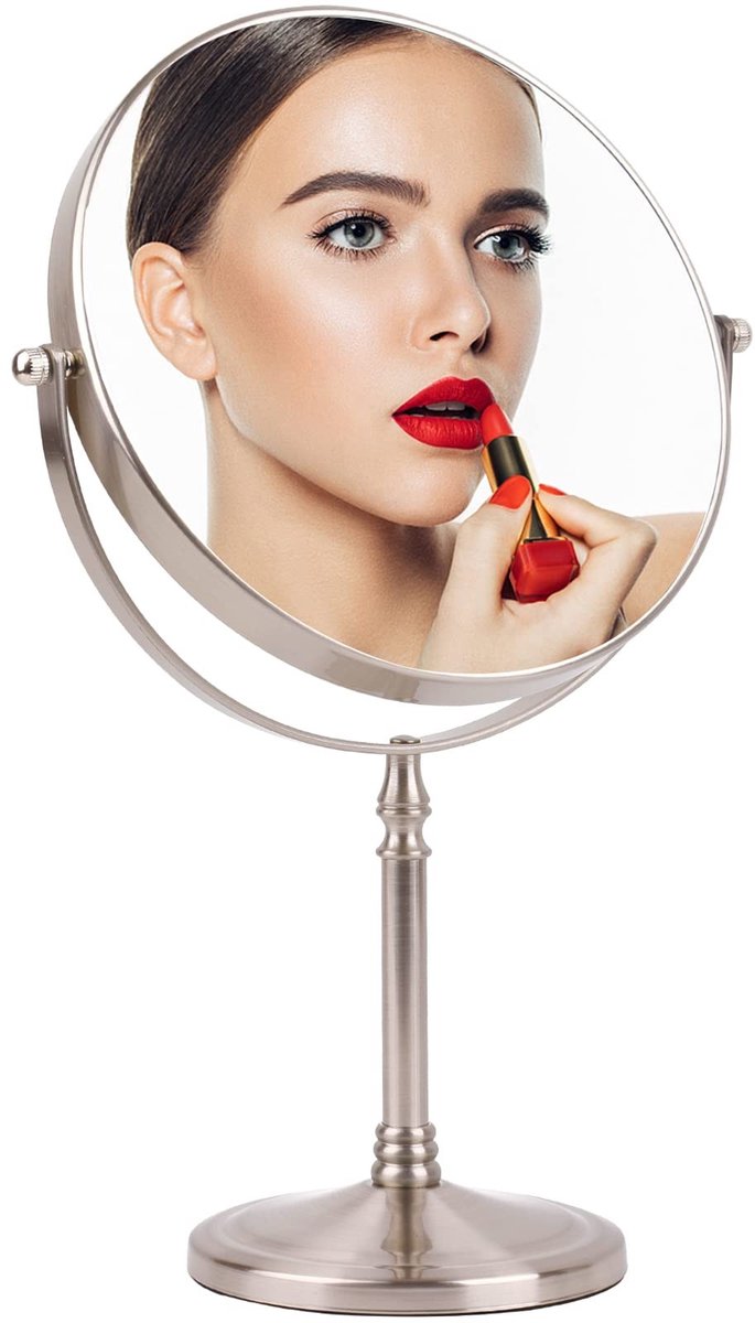 Solidchoice - 8 Inch Makeup Spiegel met 10x & 1x Vergroting - Dubbelzijdige Tafel Spiegel