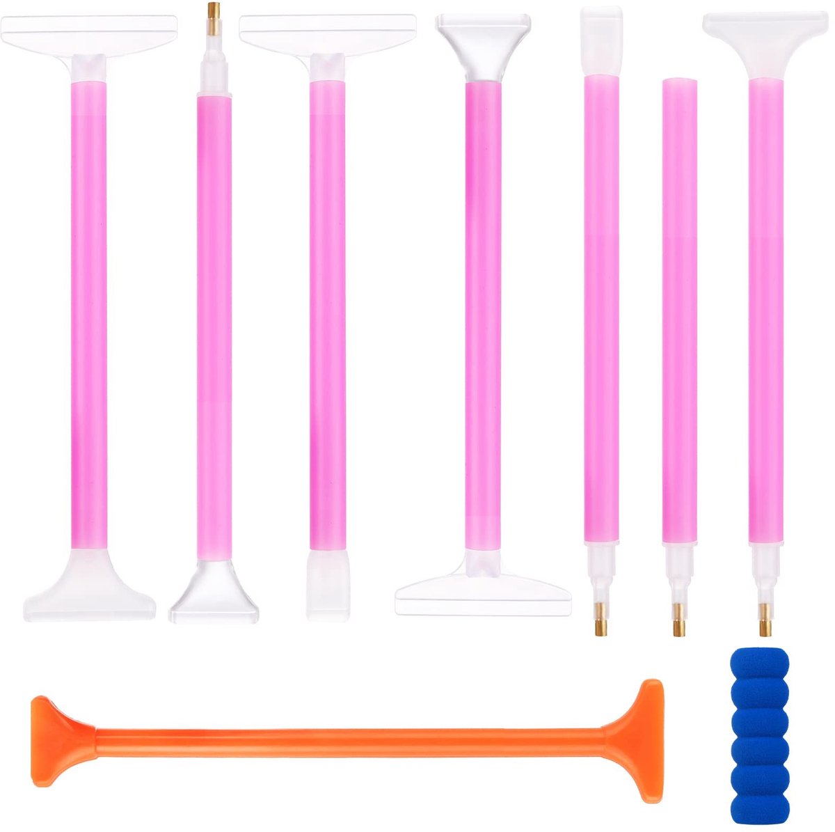 Solidchoice - Diamond Paint Stiftset, 9 Stuks, Accessoires voor Diamantschilderij - Roze