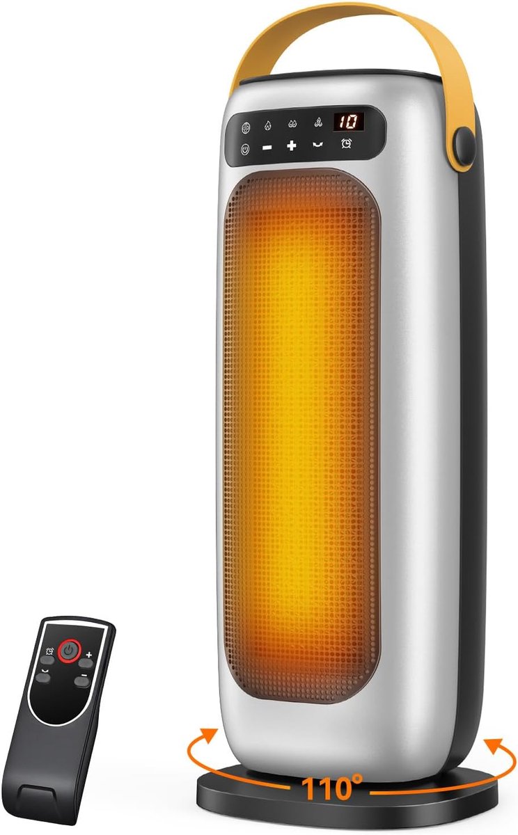 Ventilatorkachel 1500W – Keramische Kachel met Afstandsbediening, 4 Standen, 110° Oscillatie en Timer
