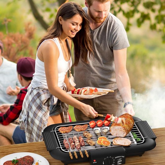 Elektrische BBQ - Rookarme Tafelbarbecue 2000W - Grillrooster - Zwart - Perfect voor Balkon of Camping — afbeelding 4