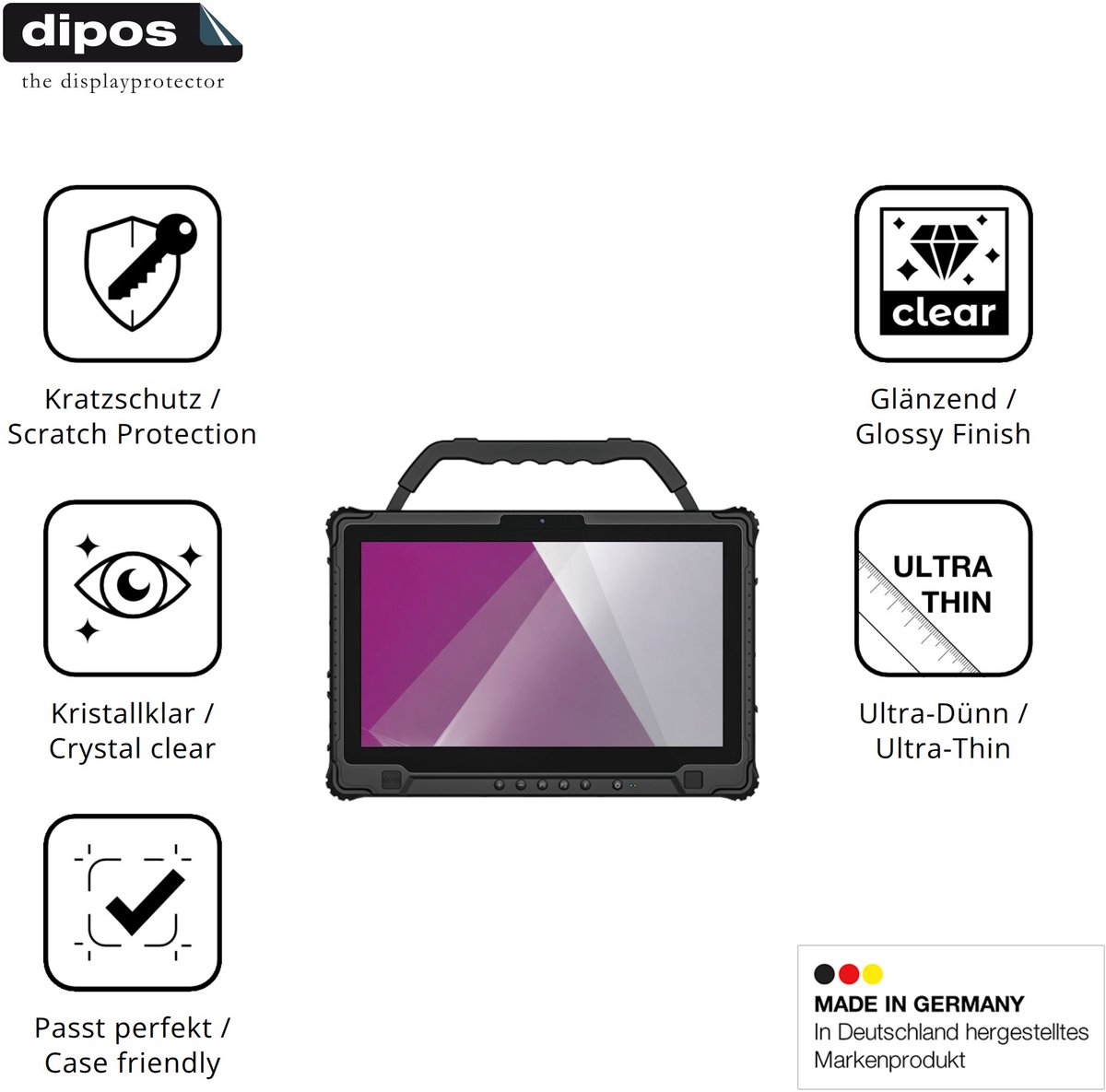 dipos – 2x Beschermfolie geschikt voor Emdoor EM-I14M | Krasbestendige & heldere Screenprotector Ultra-Thin