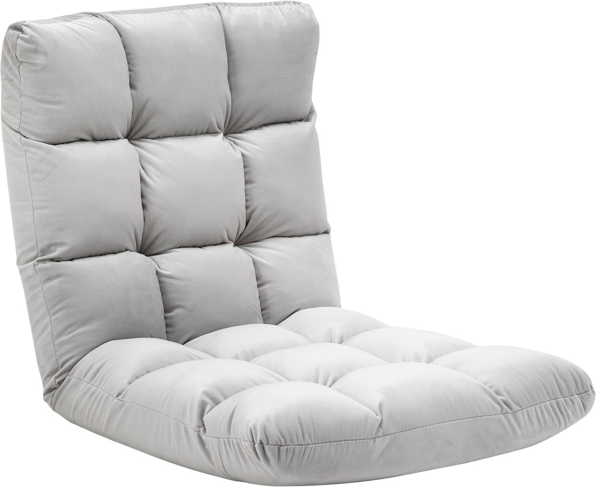 Inklapbare stoel - hoog comfort - hellingshoek 90°-180° - lichtgrijs - Luiaard fauteuil - rugleuning met meerdere posities - flanel - polyester - gewatteerd