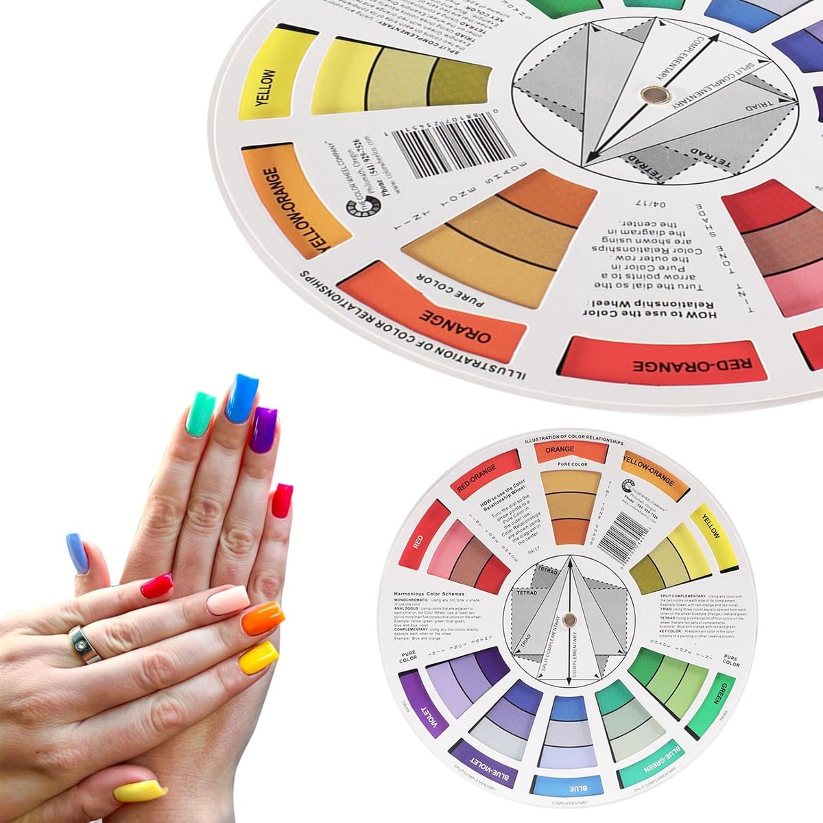Kleurwiel - kleurenwiel - professionele geleidingslijnen voor het mengen van kleuren - voor schilderen - design - make-up - tatoeage en decoratie