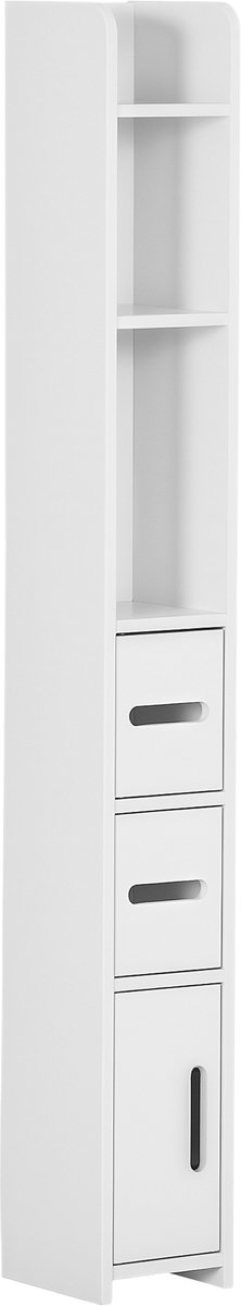 Badkamerkast – Hoge toiletkast met legplanken en deuren – 15 x 17 x 120 cm – wit
