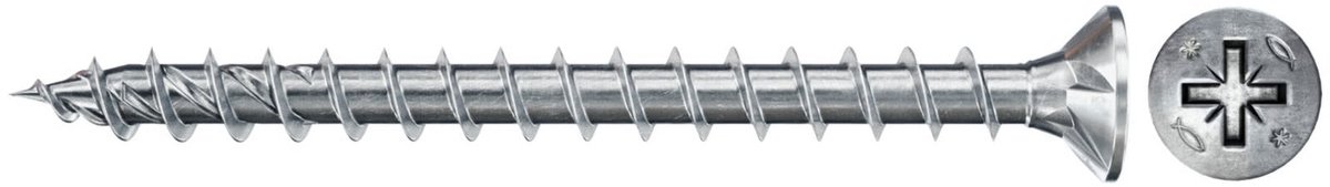 Fischer 300x Power-Fast II FPF II CZF 3,5 x 16 mm BC Senkkopf mit Kreuzschlitz PZ2 Vollgewinde galvanisch verzinkt blau passiviert - 670110