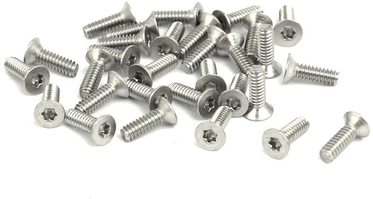 Solidchoice - 30 Stuks RVS Machine Schroeven met Platte Kop