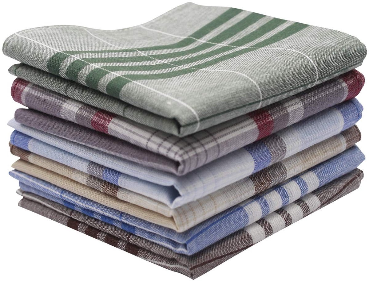 Solidchoice - Set van 6 Heren Stoffen Zakdoeken 40 x 40 cm van Katoen