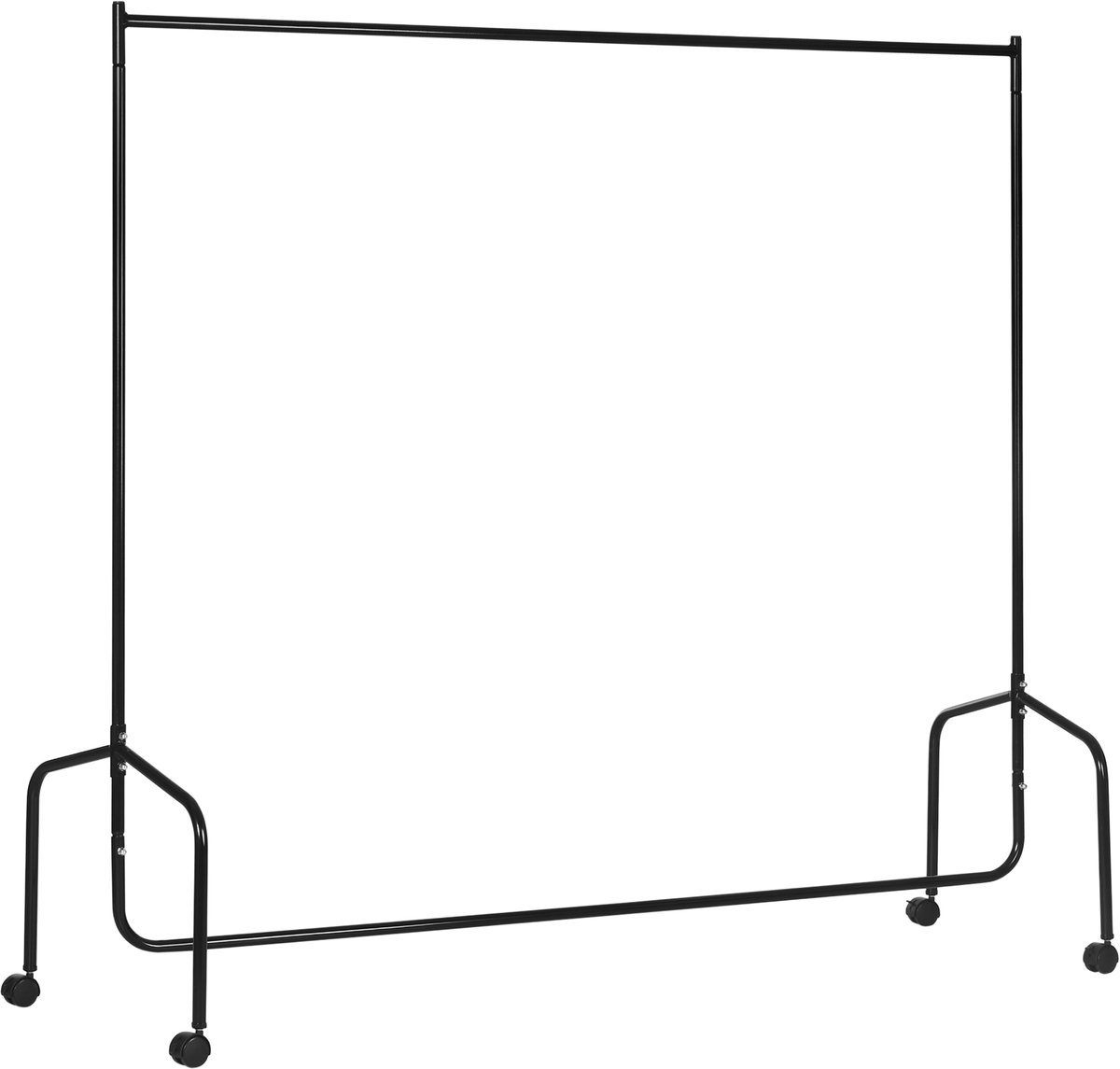 Kledingrek met wieltjes - kledingstang, robuust - belastbaar tot 140 kg - 180 x 60 x 170 cm - zwart staal