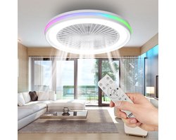 Epochglo 60W LED Plafondlampen met Ventilator Ø47cm - Plafondventilator met Verlichting en Afstandsbediening - Stille Gelijkstroommotor - RGBW Dimbaar 2700-6500K - 6 Snelheden & Timer - Wit - voor Slaapkamer, Woonkamer en Kinderkamer