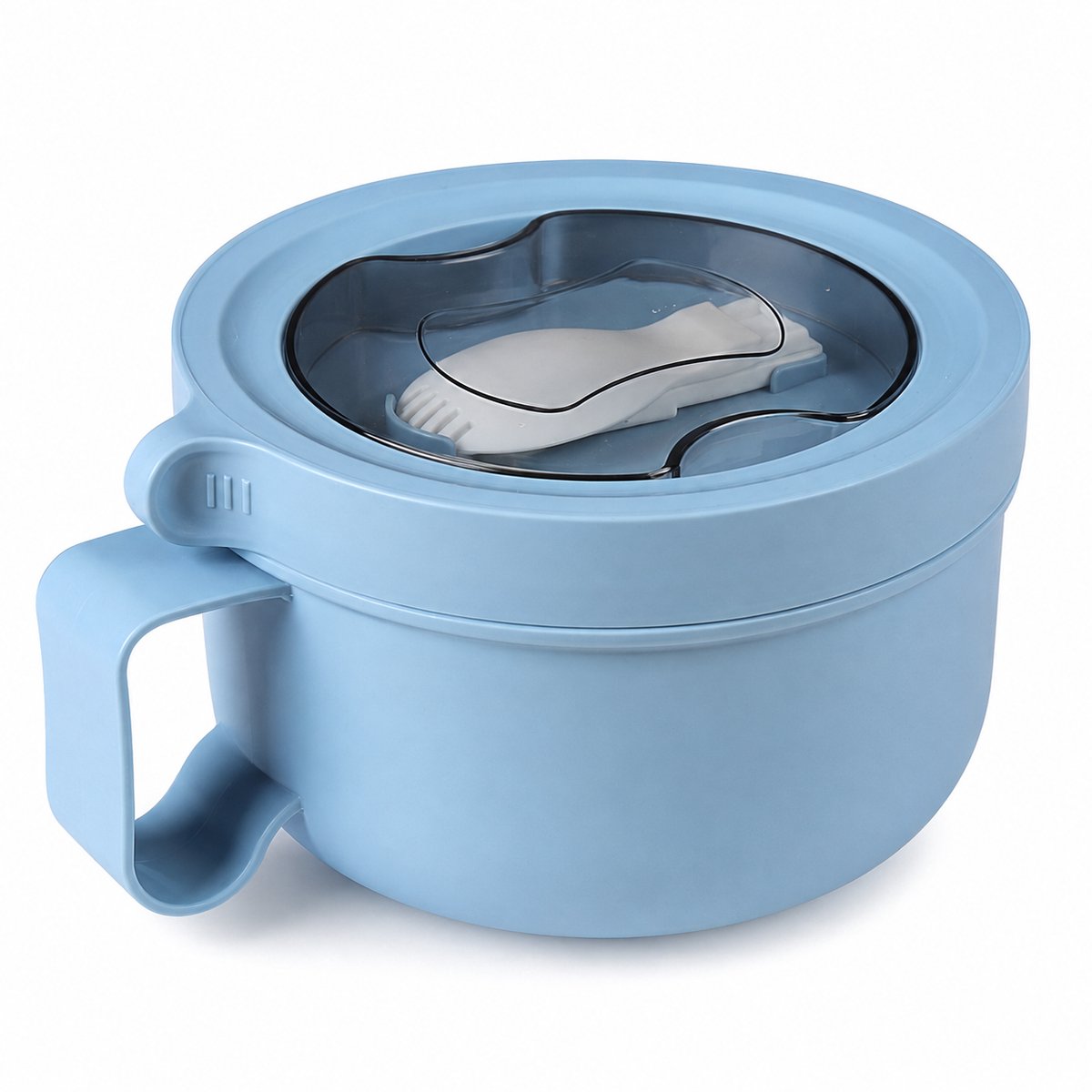 Thermos Soepkom 850 ml - Lekvrije Isolatie Voedselkom van 304 RVS - Blauwe RVS Lunchkom met Transparant Deksel voor Werk en School